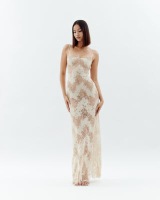 Laced Ballerina Maxi Dress Cream