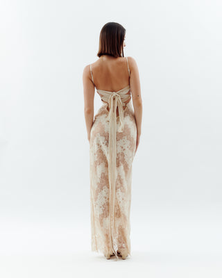 Laced Ballerina Maxi Dress Cream