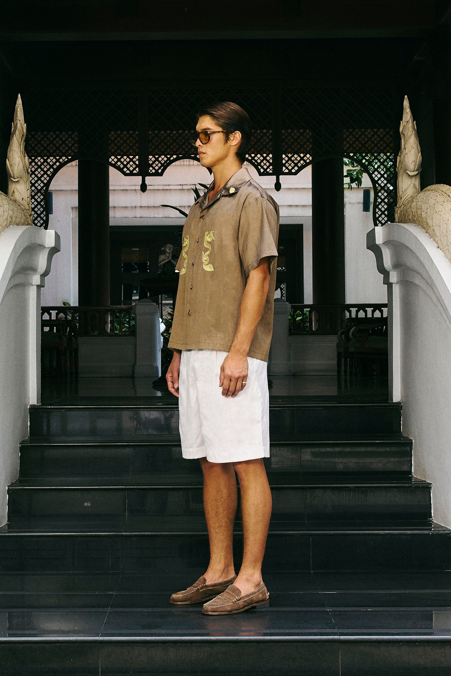 Mangkorn Thong Silk Shirt Khaki