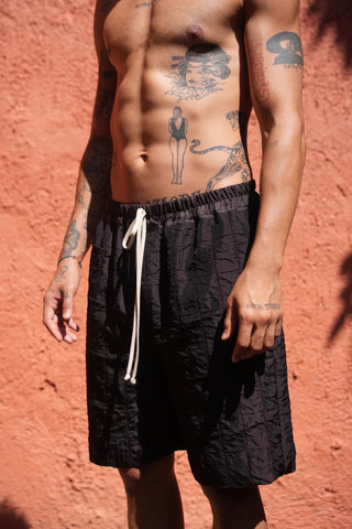 Rin Croc Shorts Aubergine