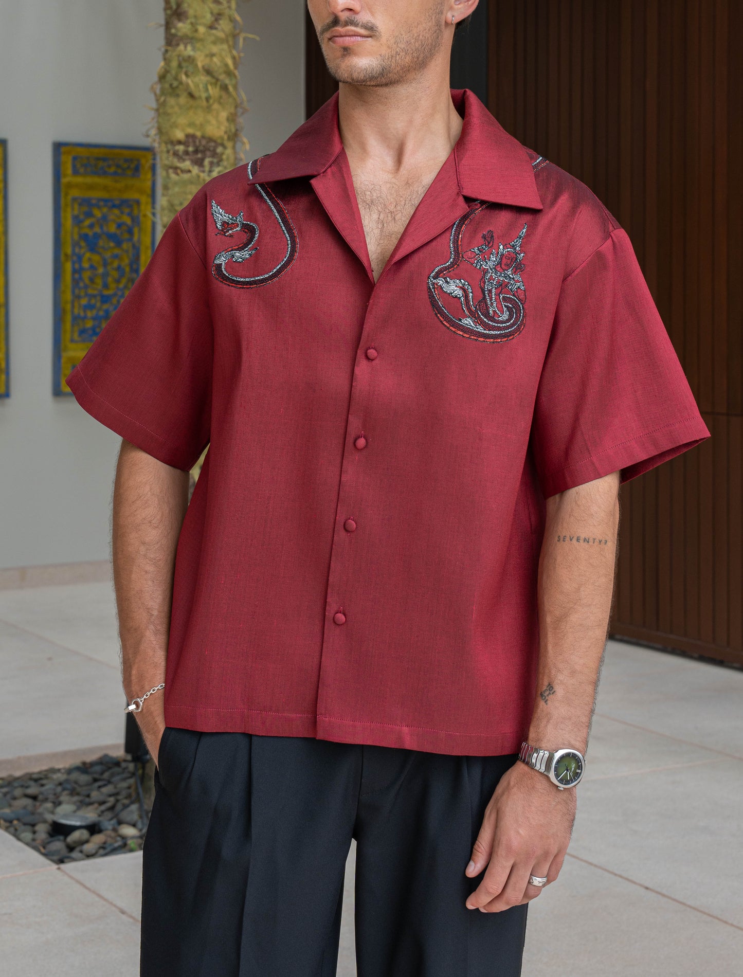 Naka Silk Shirt Red