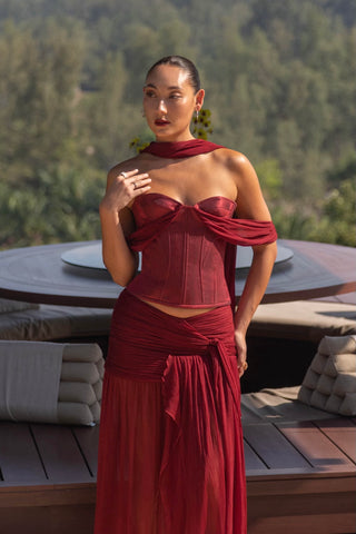 Saneha Silk Corset Red