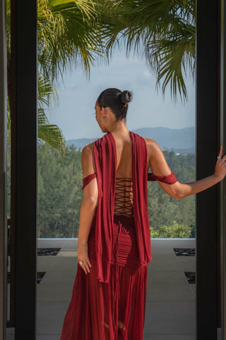 Saneha Silk Corset Red