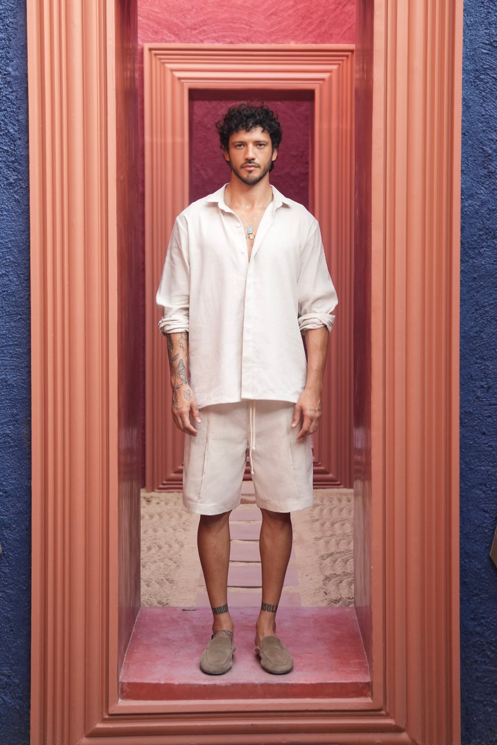 Aman Silk Shirt Beige