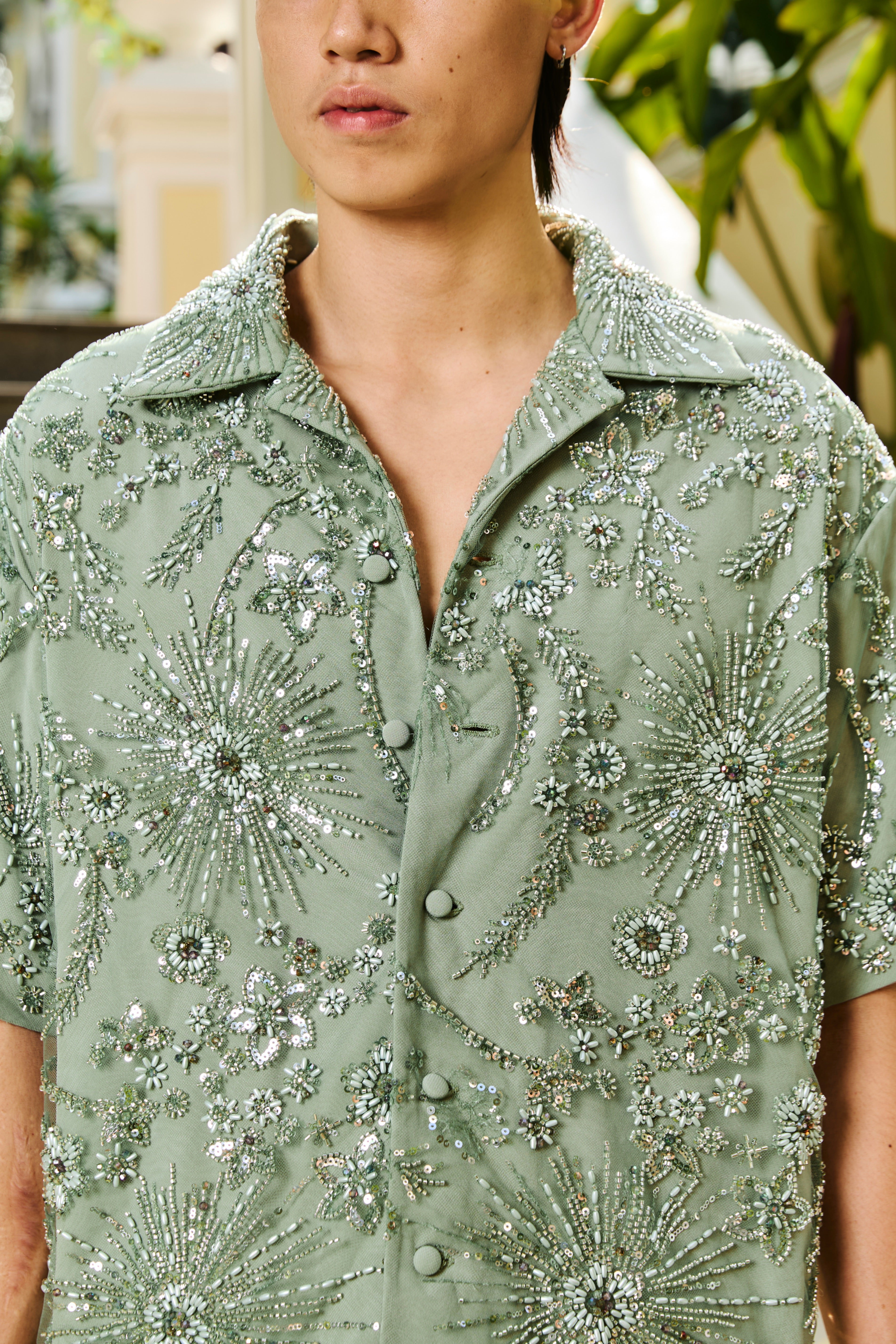 Anurak Embellished Shirt Sage Green