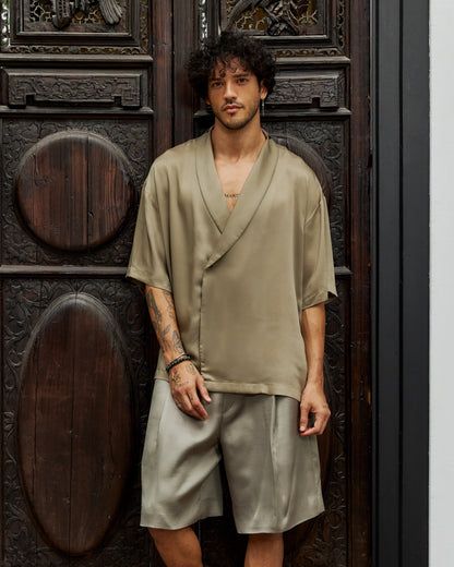 Niran Satin Shorts Khaki