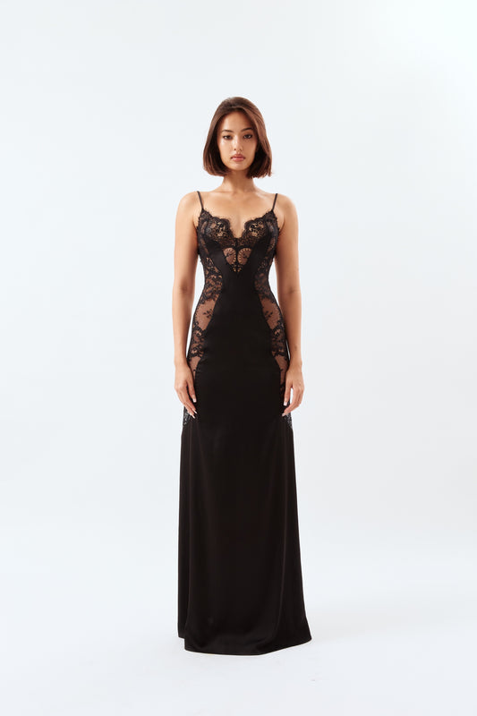 Laced Maxi Dress - Black