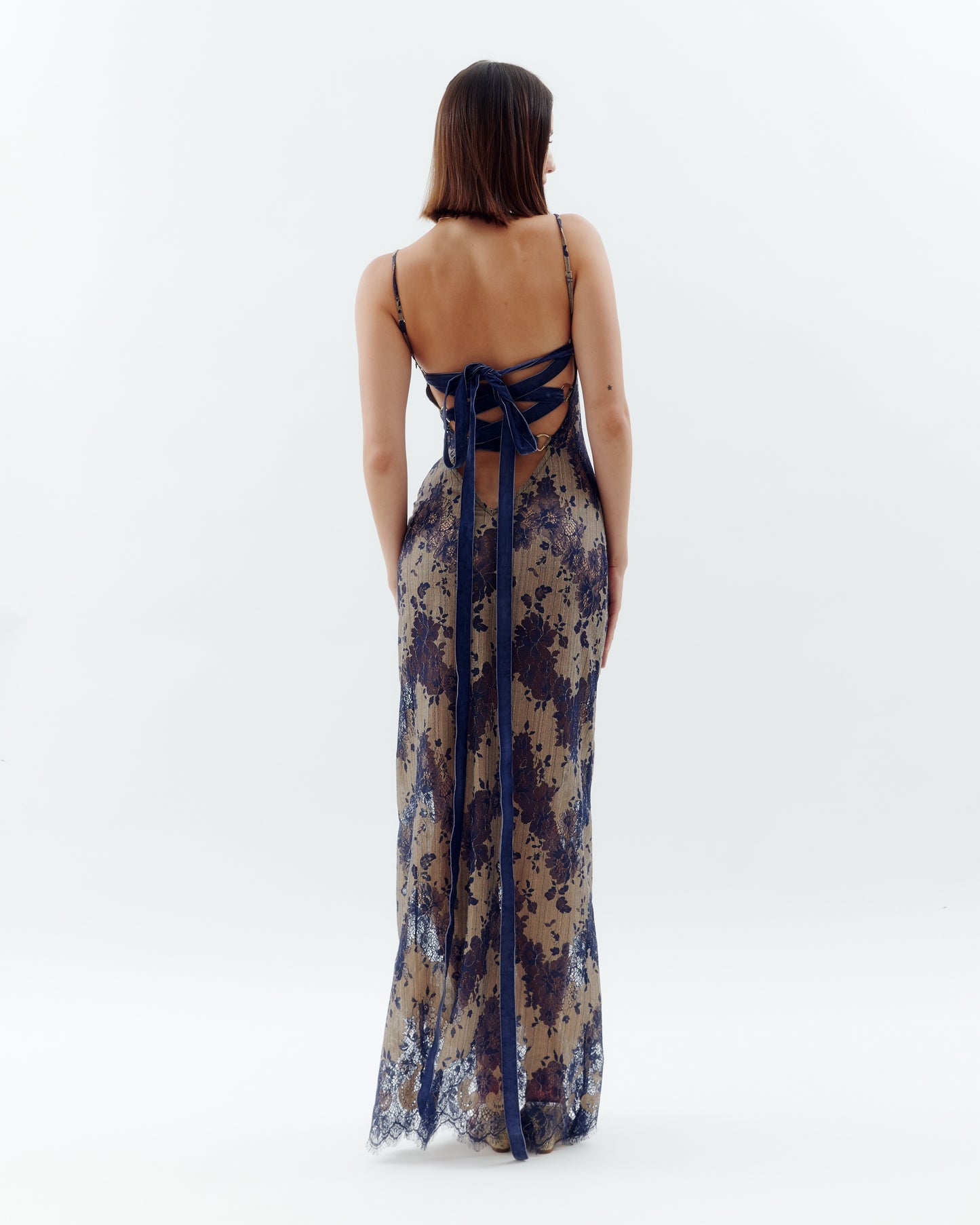 Laced Ballerina Maxi Dress - Navy (Pre-order)