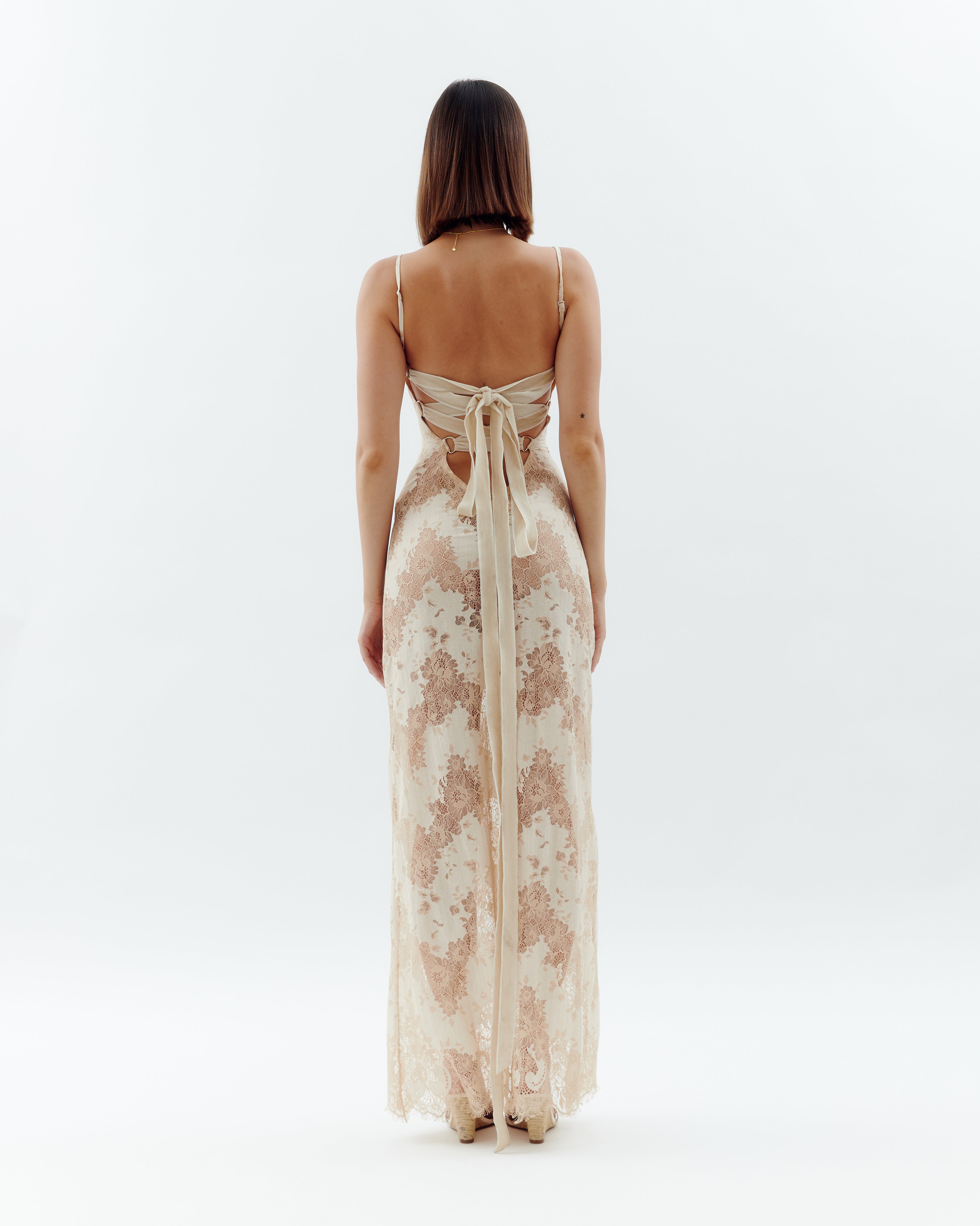 Laced Ballerina Maxi Dress - Cream (Pre-Order)