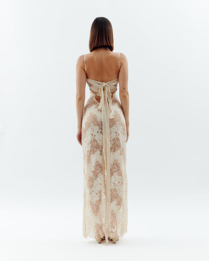 Laced Ballerina Maxi Dress - Cream (Pre-Order)