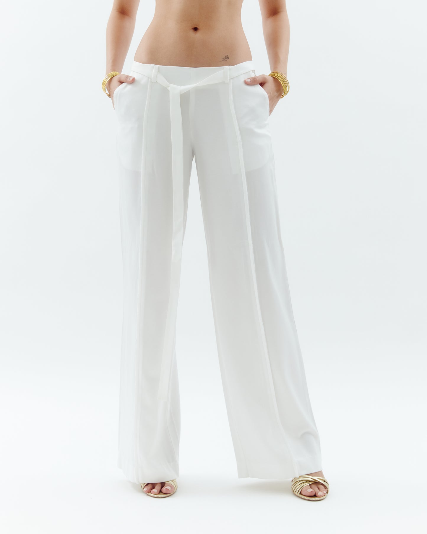 Low-Rise Trousers - White