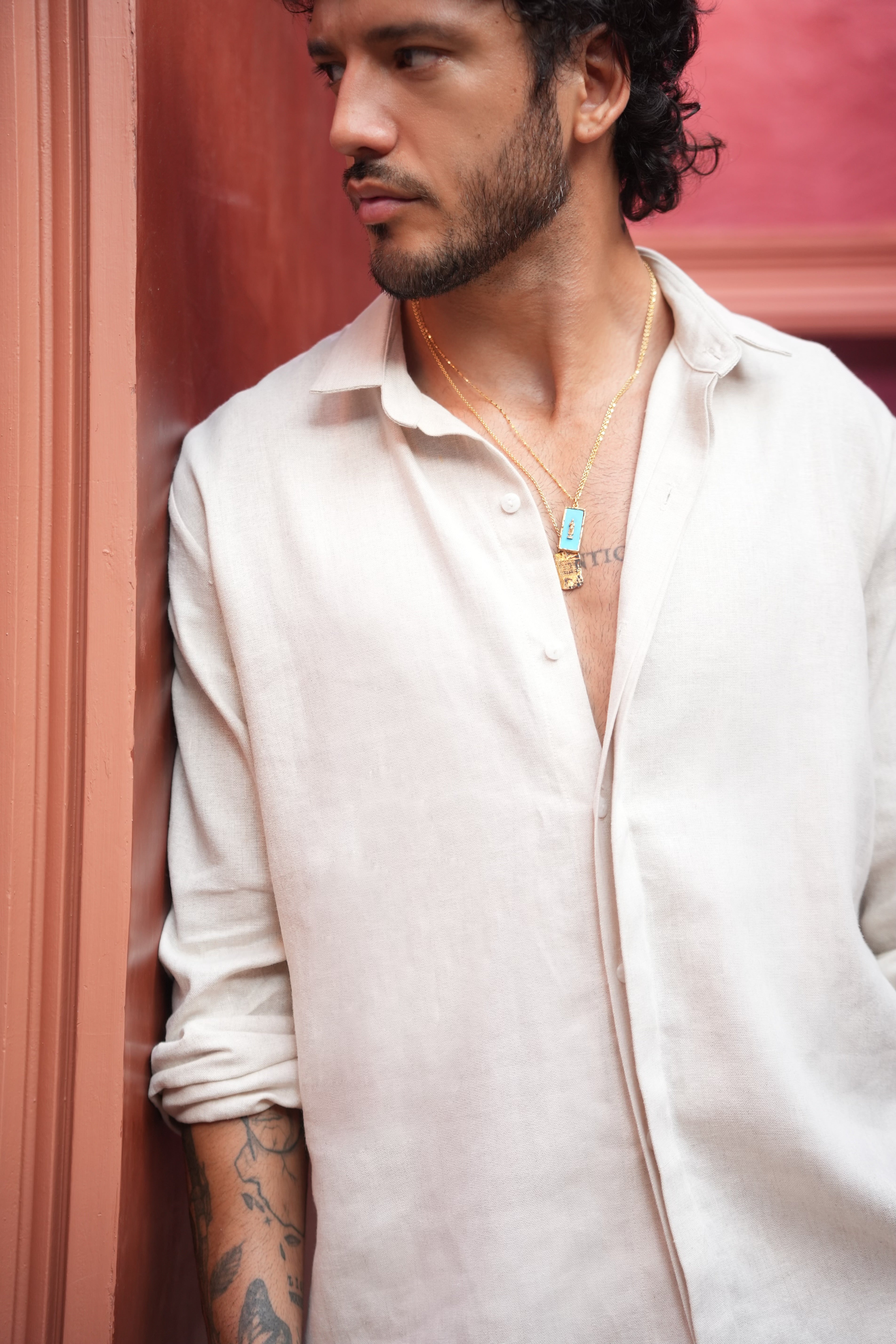 Aman Silk Shirt Beige