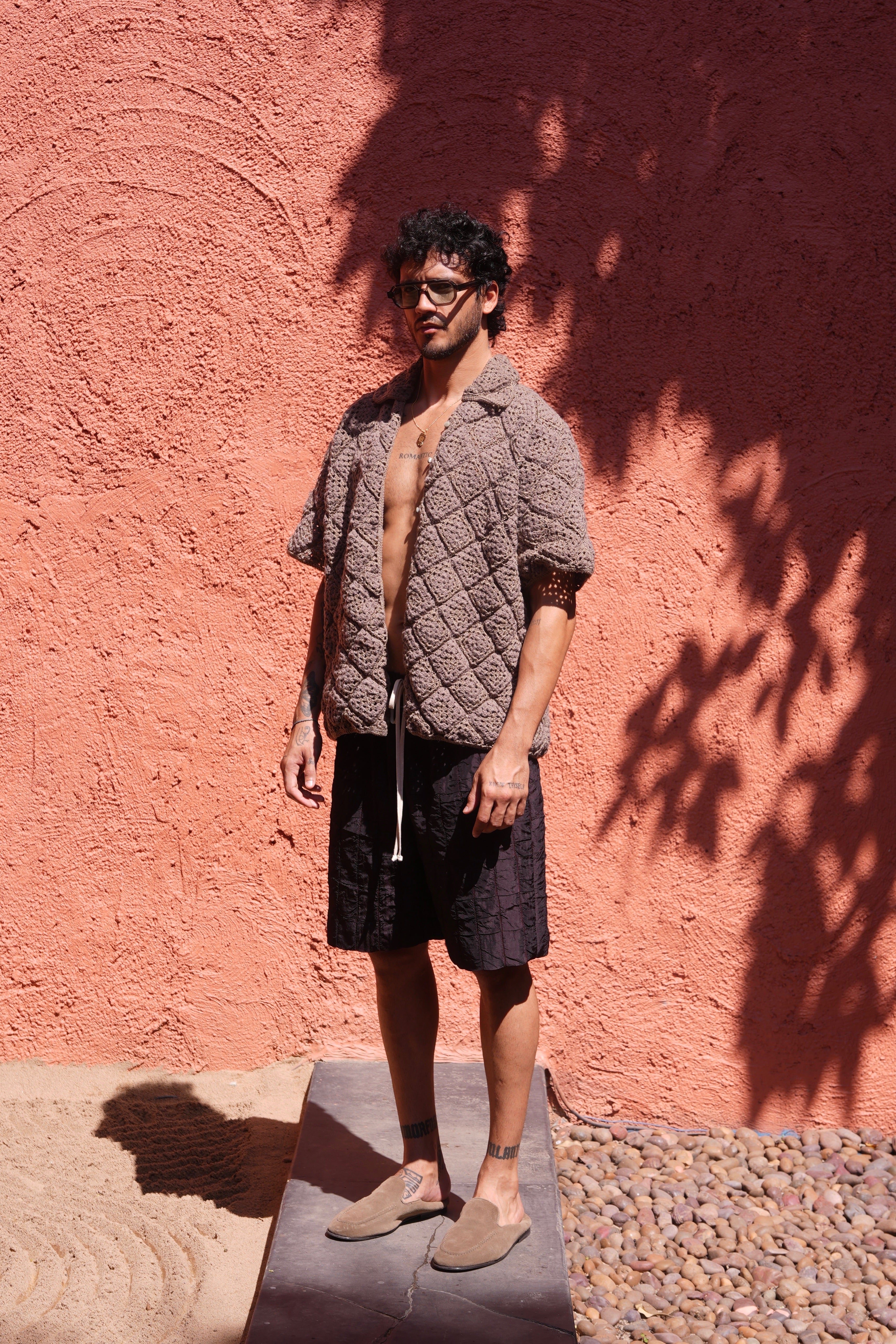 Phuwan Crochet Shirt Khaki