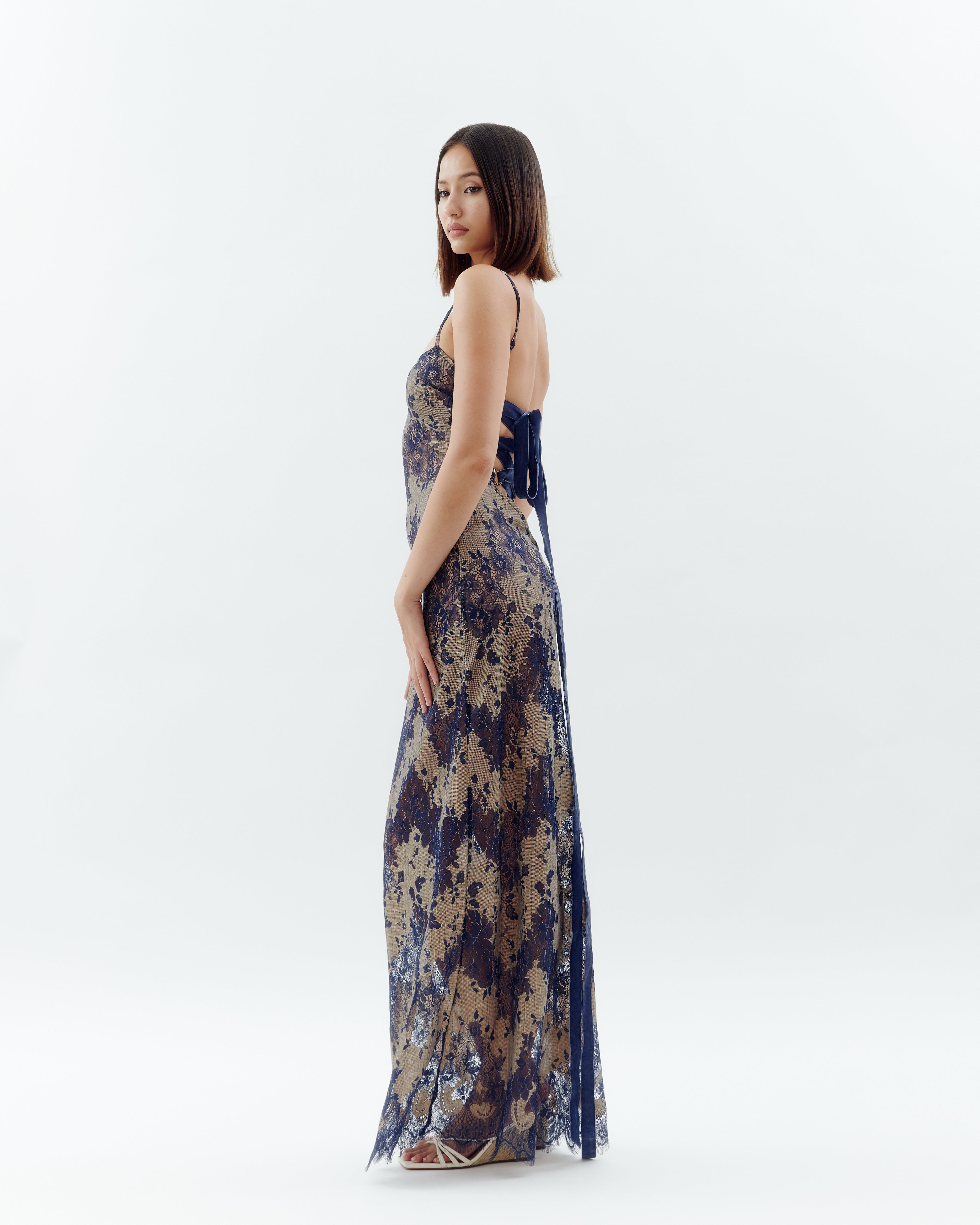 Laced Ballerina Maxi Dress - Navy (Pre-order)