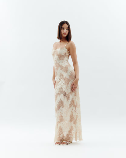 Laced Ballerina Maxi Dress - Cream (Pre-Order)