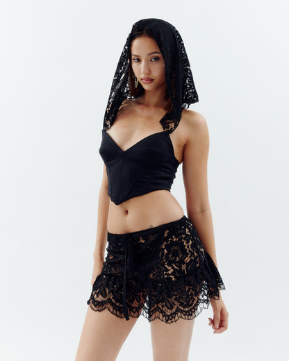 Laced Mini Skirt - Black