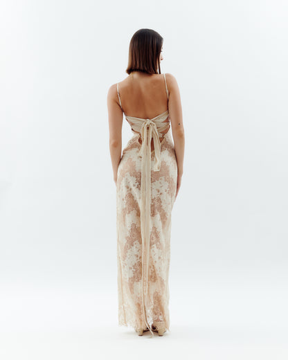 Laced Ballerina Maxi Dress - Cream (Pre-Order)