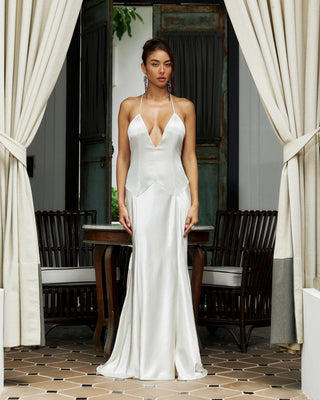 sanem white dress Erkenci Ku and Snow inspiration Crafted from premium materials and lined with soft chiffon #canyaman canyaman sanem love ||