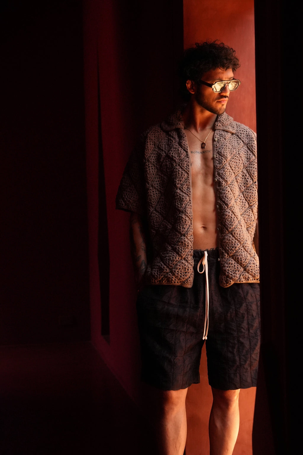 Phuwan Crochet Shirt Khaki