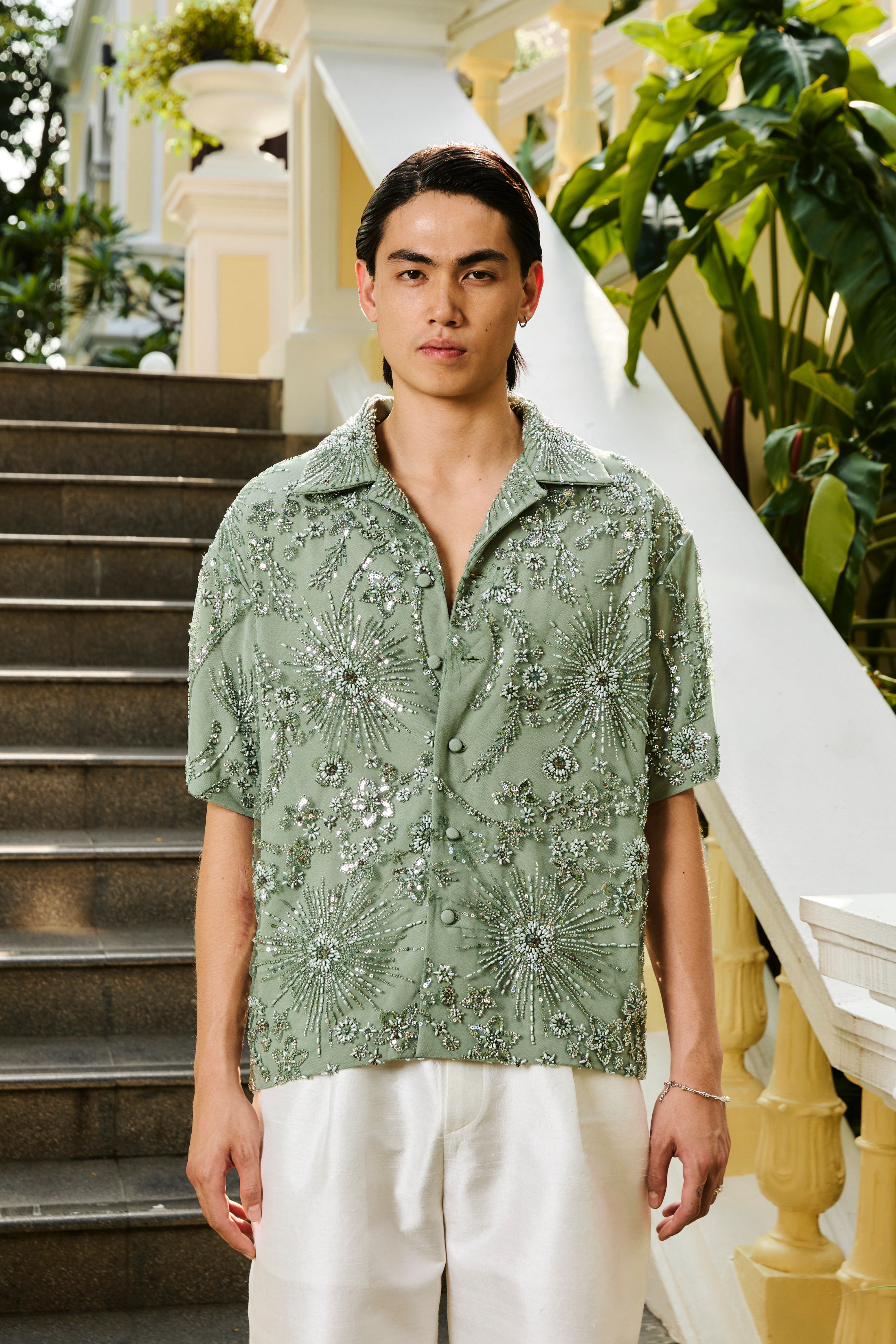 Anurak Embellished Shirt Sage Green