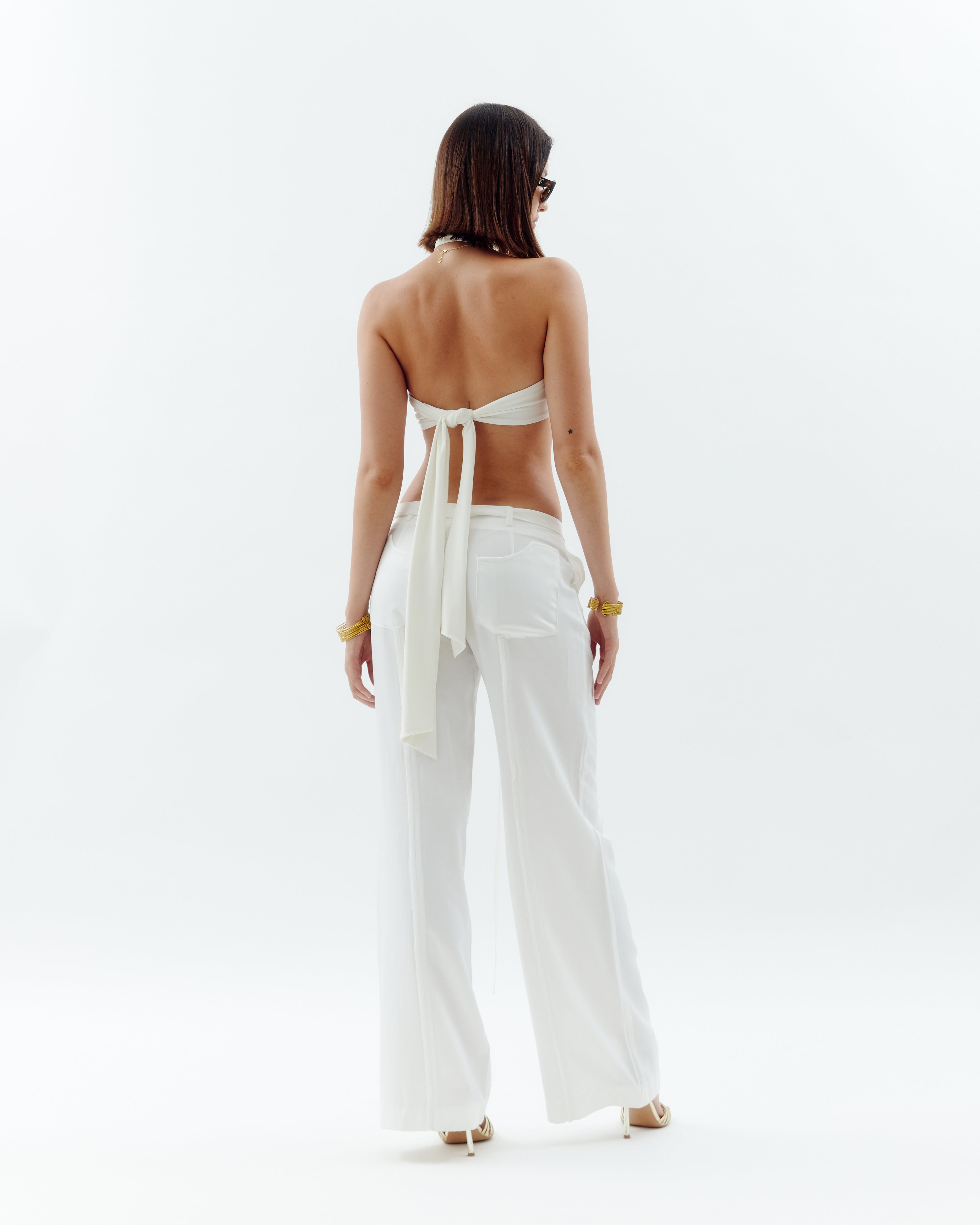 Low-Rise Trousers - White