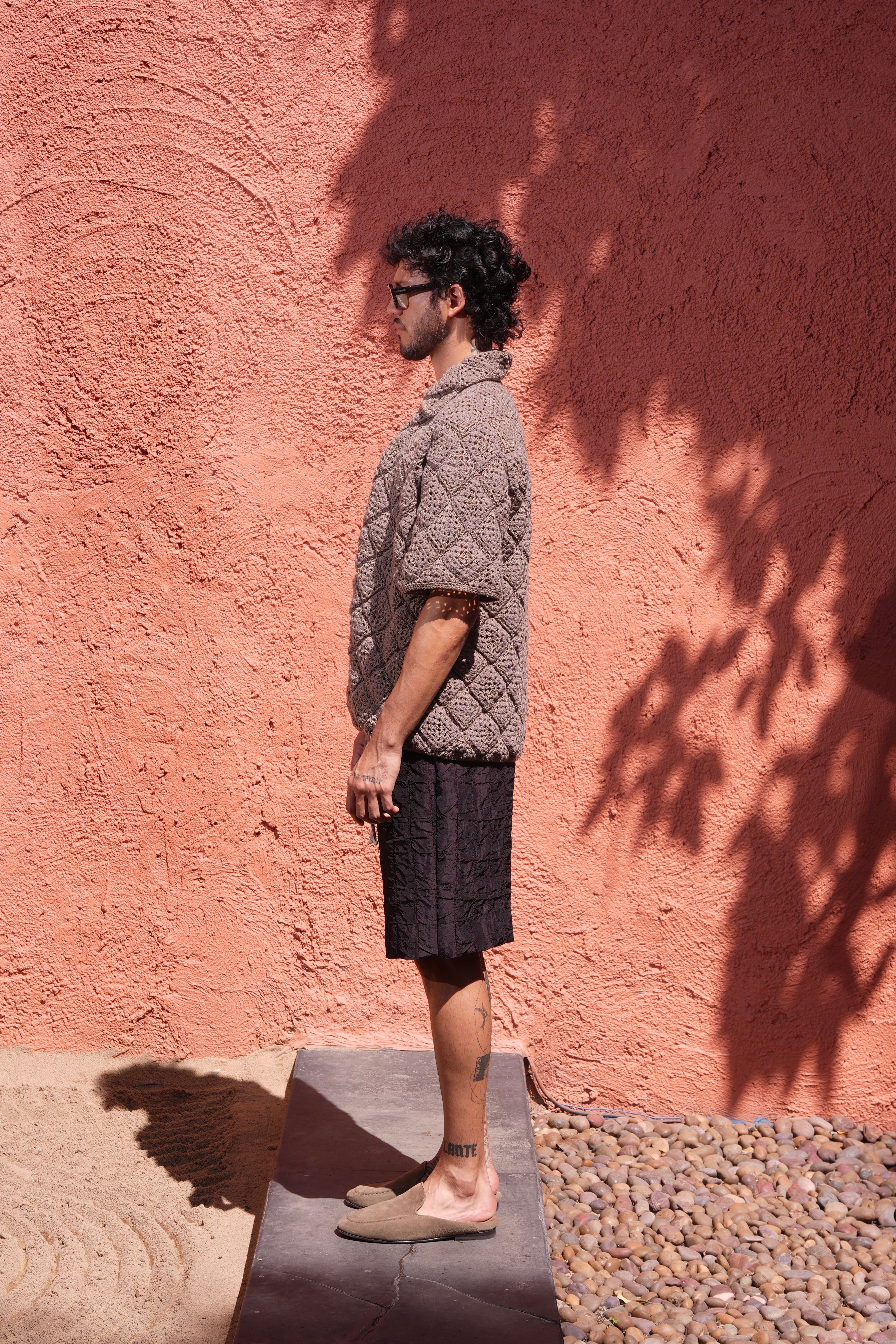 Phuwan Crochet Shirt Khaki