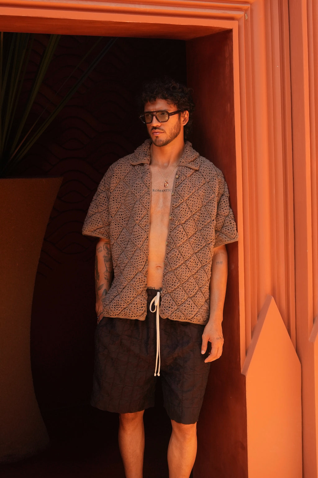 Phuwan Crochet Shirt Khaki