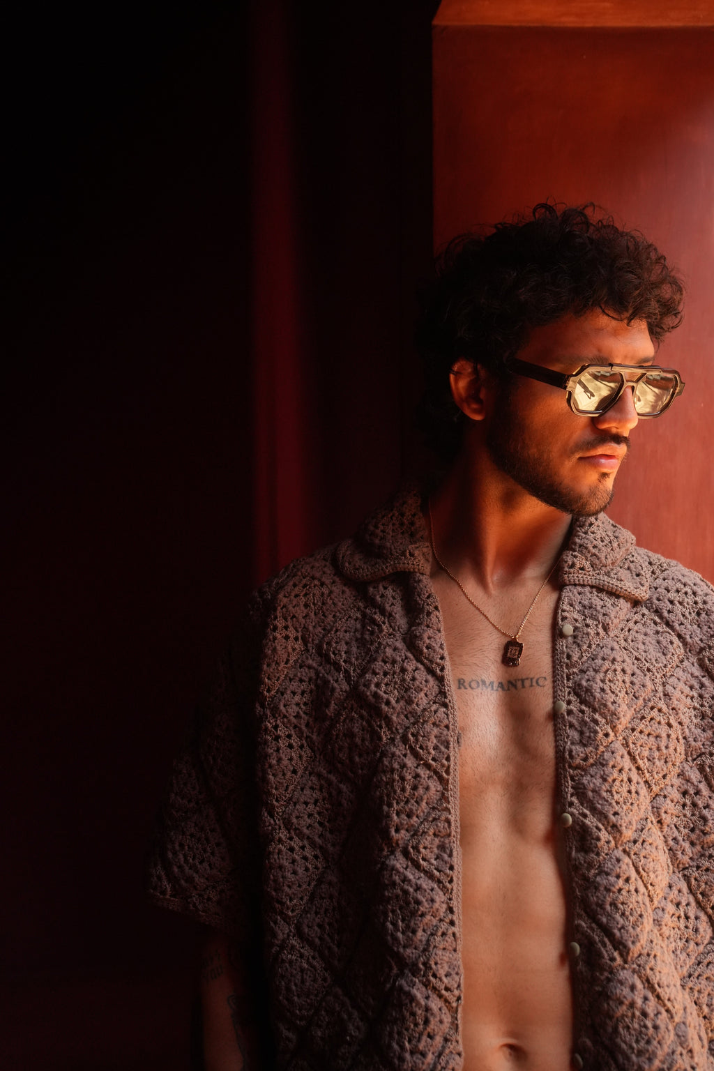 Phuwan Crochet Shirt Khaki