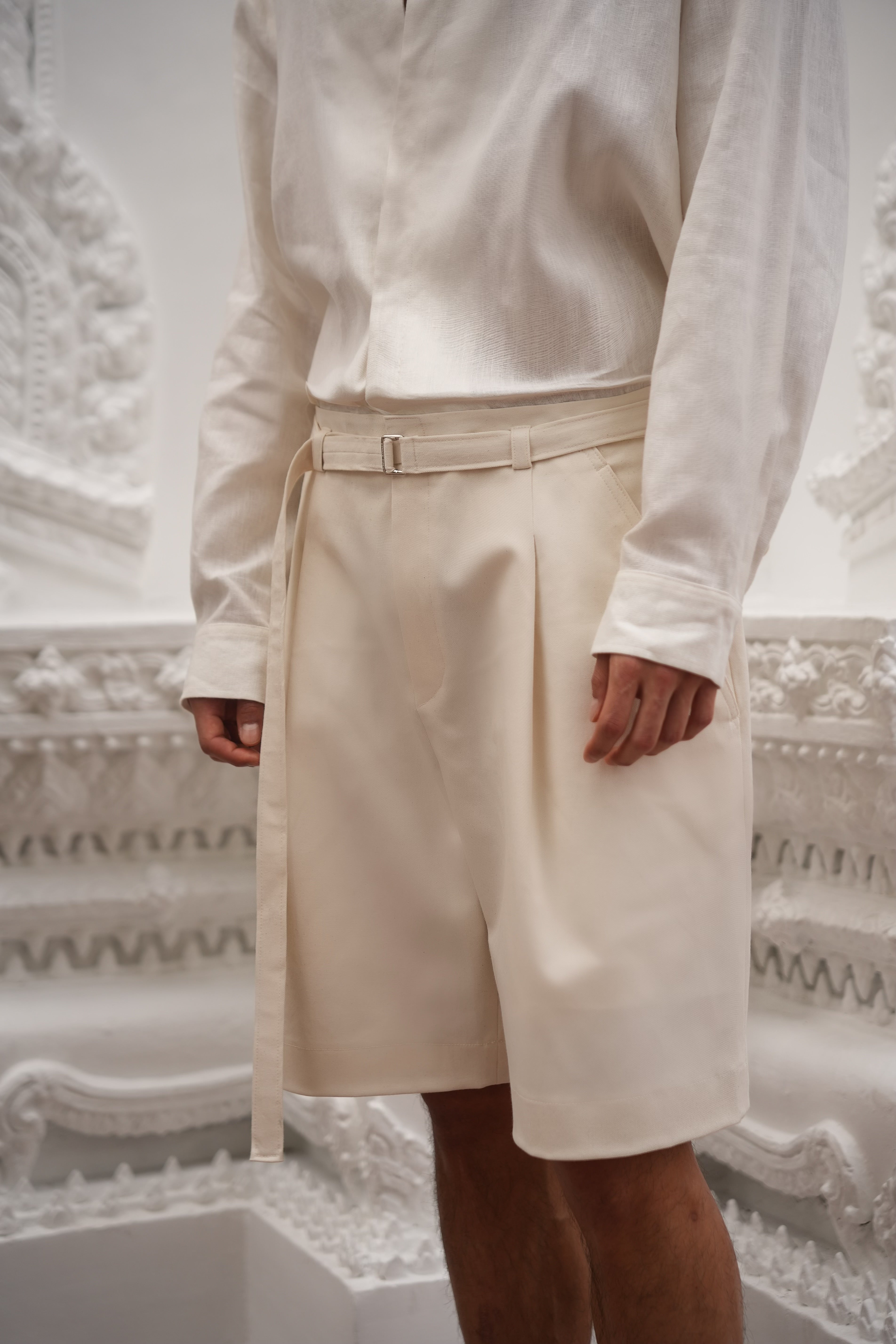 Thanin Belted Shorts Ecru