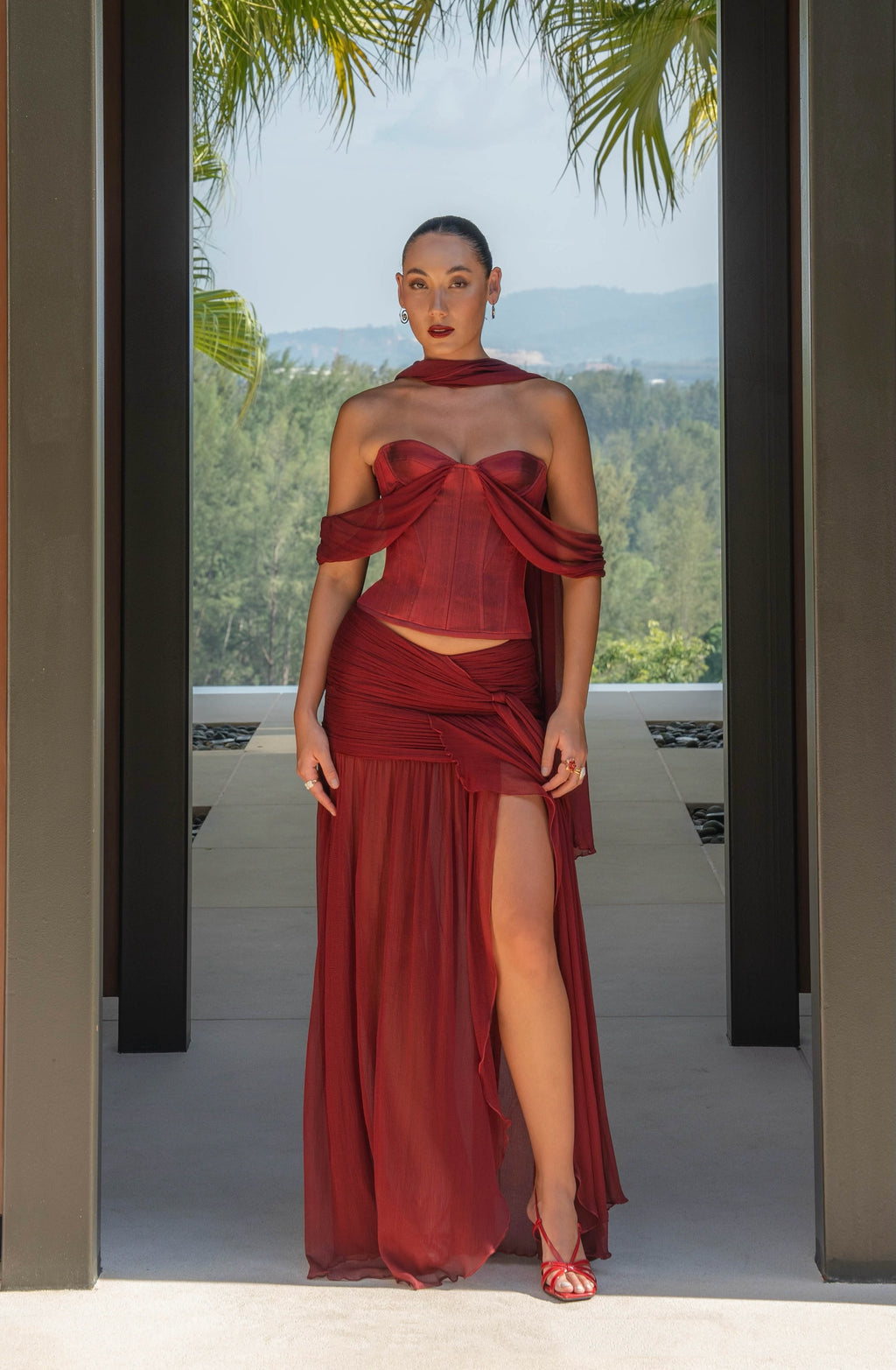 Saneha Silk Corset Red