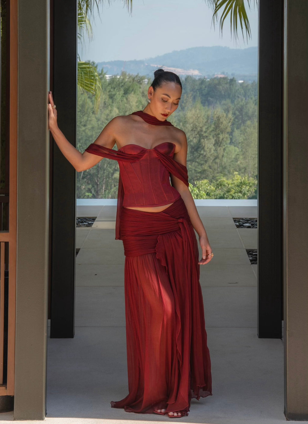 Saneha Silk Corset Red