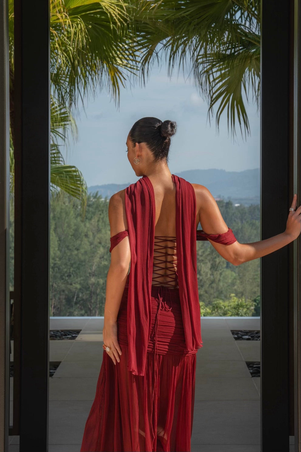 Saneha Silk Corset Red