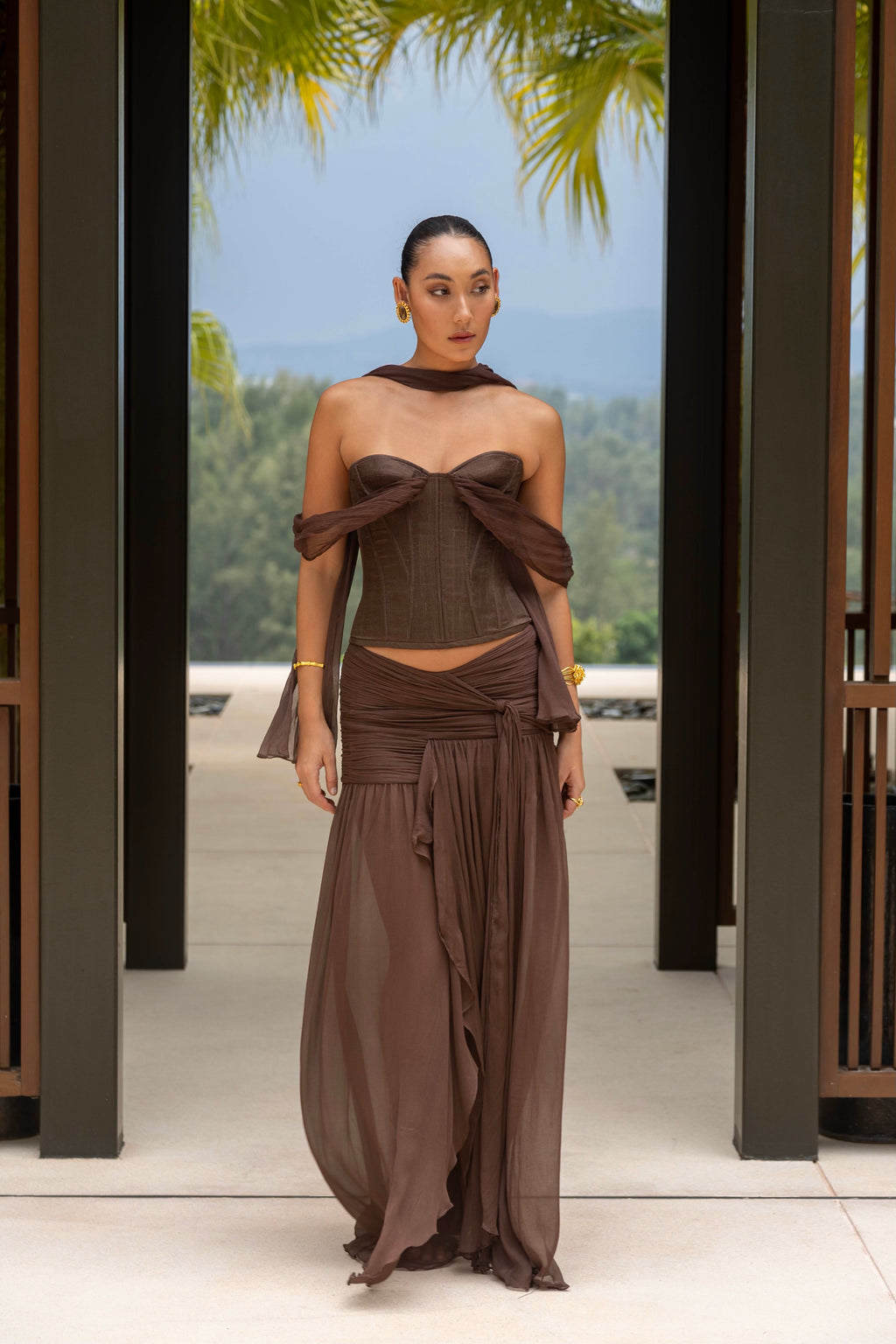 Sita Maxi Skirt Brown