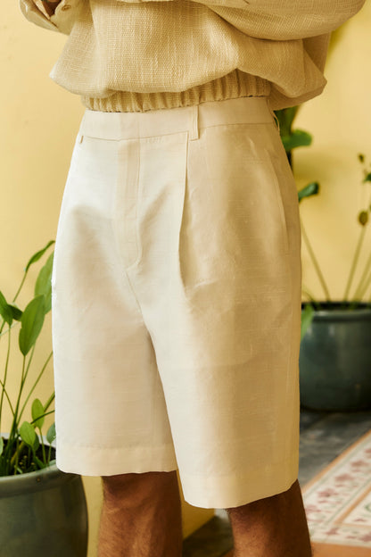 Mekh Silk Shorts White