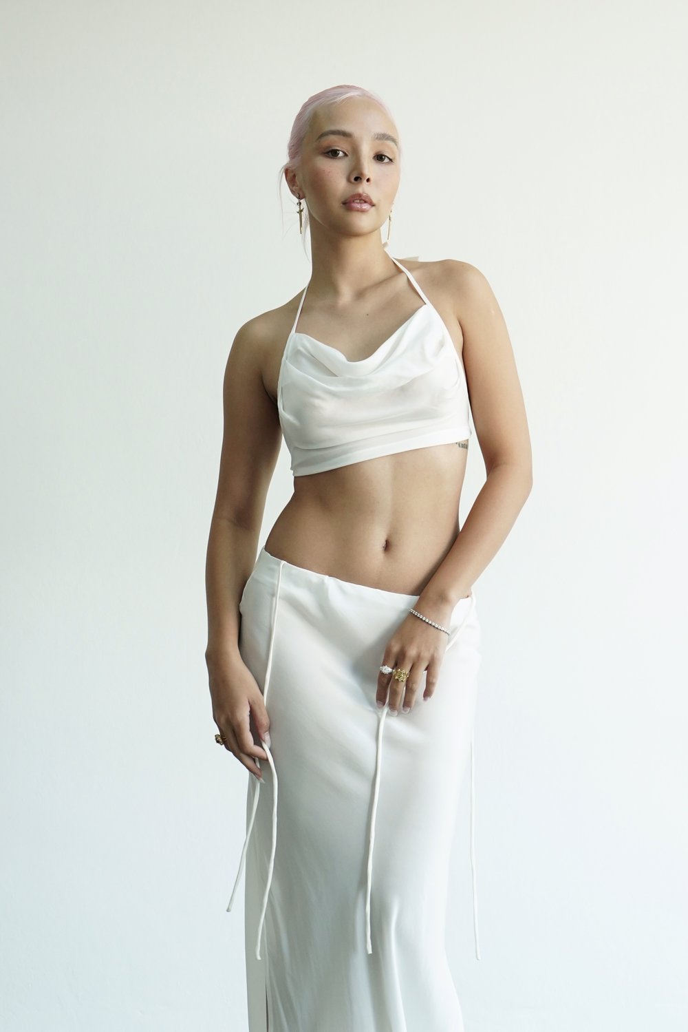 Pearl Cowl Halter Top